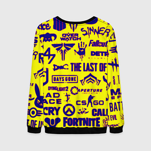 Мужской свитшот Логотипы игр на жёлтом / 3D-Черный – фото 2