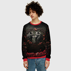 Свитшот мужской Влюбленные волки, цвет: 3D-красный — фото 2