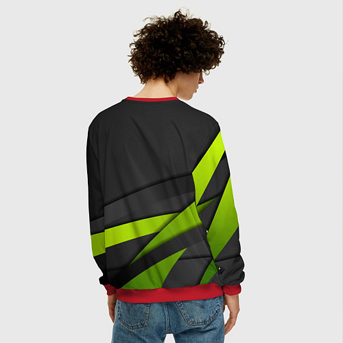 Мужской свитшот Cyberpunk 2077 stripes line / 3D-Красный – фото 4