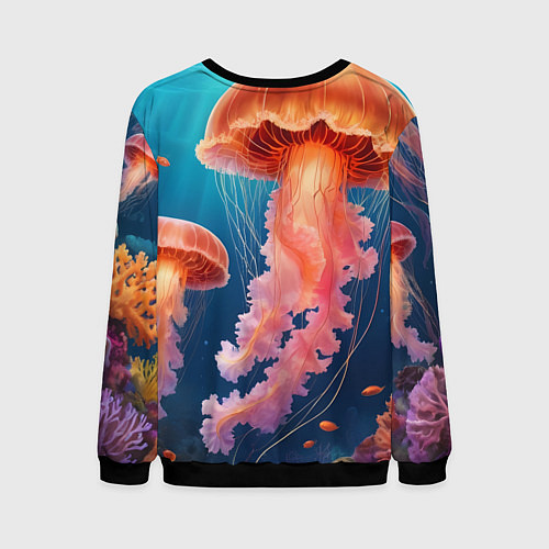 Мужской свитшот Подводный мир медузы / 3D-Черный – фото 2