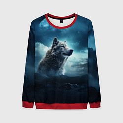 Мужской свитшот Волк ночью под луной