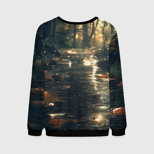 Мужской свитшот Выдра в летнем пруду / 3D-Черный – фото 2
