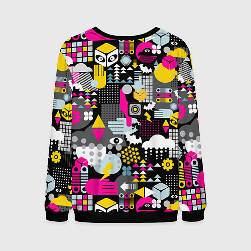 Мужской свитшот Цветной абстрактный паттерн / 3D-Черный – фото 2