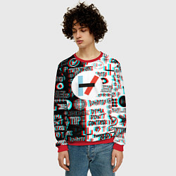 Свитшот мужской Twenty one pilots glitch pattern, цвет: 3D-красный — фото 2