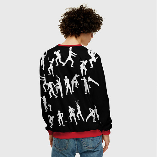 Мужской свитшот Silhouettes of moving people / 3D-Красный – фото 4