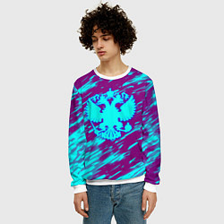 Свитшот мужской Герб РФ холодные краски, цвет: 3D-белый — фото 2