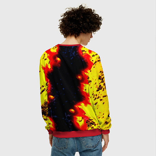 Мужской свитшот Fallout огненные краски стиль / 3D-Красный – фото 4