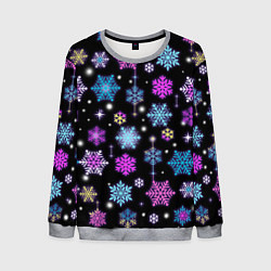Свитшот мужской Разноцветные снежинки, цвет: 3D-меланж