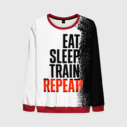 Свитшот мужской Eat sleep train repeat, цвет: 3D-красный