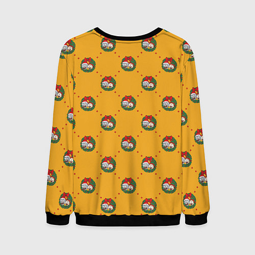 Мужской свитшот Рик и Морти Новый год паттерн / 3D-Черный – фото 2