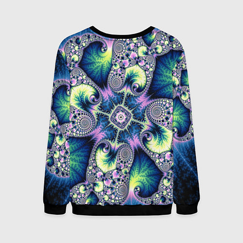 Мужской свитшот Оптический фрактал абстрактные узоры / 3D-Черный – фото 2