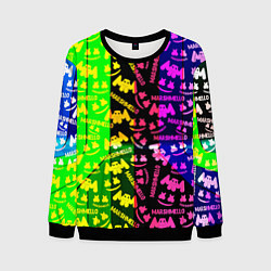 Свитшот мужской Marshmello pattern neon steel, цвет: 3D-черный