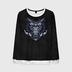 Мужской свитшот Стальной дикий кабан на темном фоне