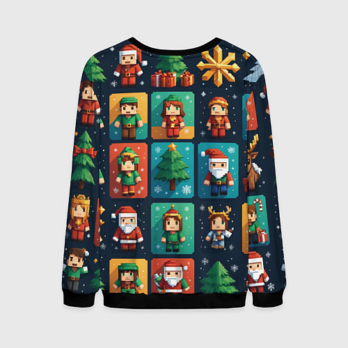 Мужской свитшот Minecraft с новогодний паттерн / 3D-Черный – фото 2
