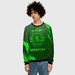 Свитшот мужской Sporting - green gradient, цвет: 3D-черный — фото 2