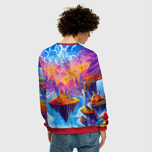 Мужской свитшот Pikachu in a stargazers hat / 3D-Красный – фото 4