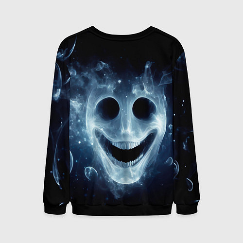 Мужской свитшот Нейросеть - улыбка привидения / 3D-Черный – фото 2