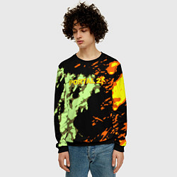 Свитшот мужской Portal огненные краски текстура, цвет: 3D-черный — фото 2