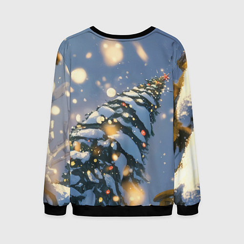 Мужской свитшот Новогодний человек-паук / 3D-Черный – фото 2