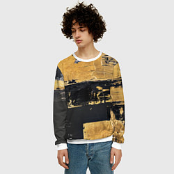 Свитшот мужской Абстракция черная и коричневая краска, цвет: 3D-белый — фото 2