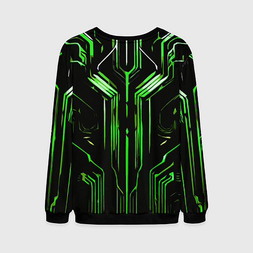 Мужской свитшот Green stripes on a black background / 3D-Черный – фото 2