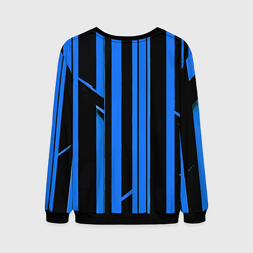 Мужской свитшот Толстые синие полосы на чёрном фоне / 3D-Черный – фото 2