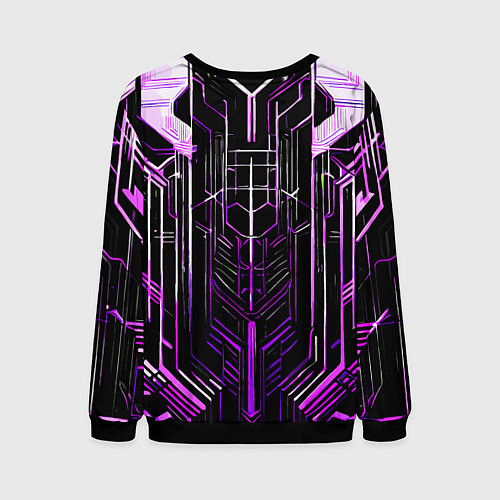Мужской свитшот Purple lines on a black background / 3D-Черный – фото 2