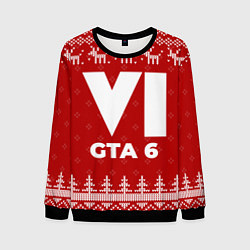 Свитшот мужской Новогодний GTA 6 с оленями, цвет: 3D-черный