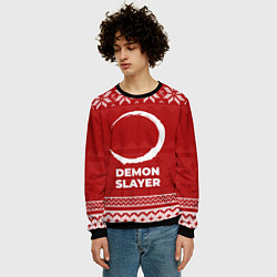 Свитшот мужской Новогодний Demon Slayer, цвет: 3D-черный — фото 2