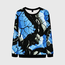 Свитшот мужской Чёрные линии на чёрно-синем фоне, цвет: 3D-черный