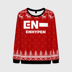 Свитшот мужской Новогодний Enhypen с оленями, цвет: 3D-черный