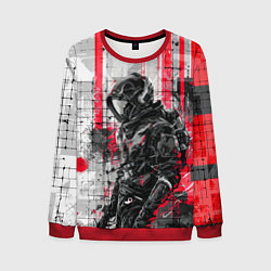 Свитшот мужской Футуристичный андроид-путешественник, цвет: 3D-красный