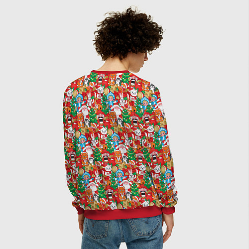 Мужской свитшот Новогодние игрушки / 3D-Красный – фото 4