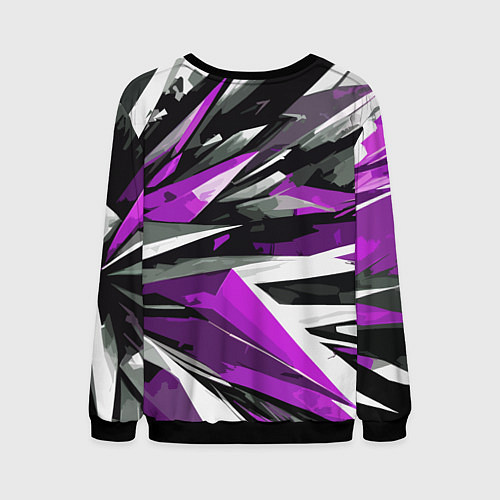 Мужской свитшот Чёрно-фиолетово-белая абстракция / 3D-Черный – фото 2