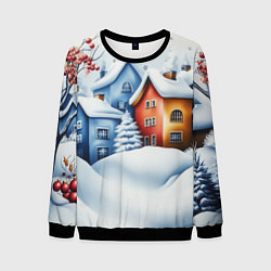 Мужской свитшот Зимний новогодний городской пейзаж