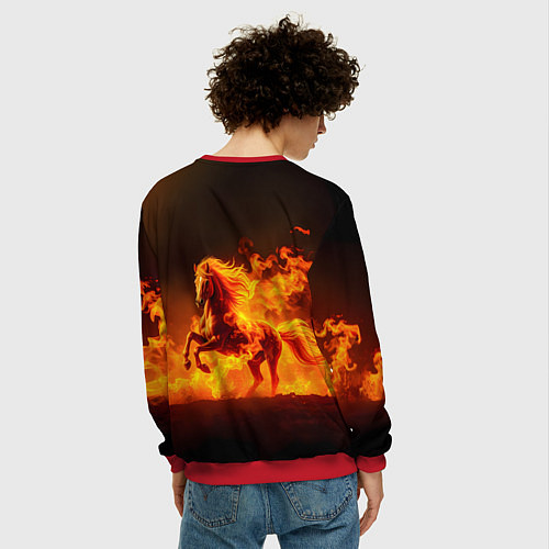 Мужской свитшот Огненная лошадь / 3D-Красный – фото 4