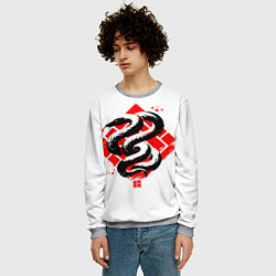Свитшот мужской Минималистический китайский стиль иллюстрации змеи, цвет: 3D-меланж — фото 2
