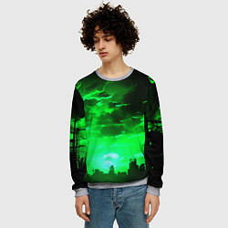 Свитшот мужской Кислотный зелёный закат, цвет: 3D-меланж — фото 2