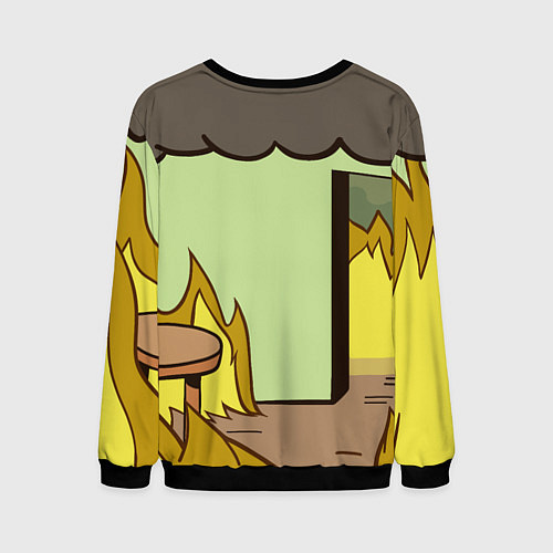 Мужской свитшот This is chill - this is fine мем / 3D-Черный – фото 2