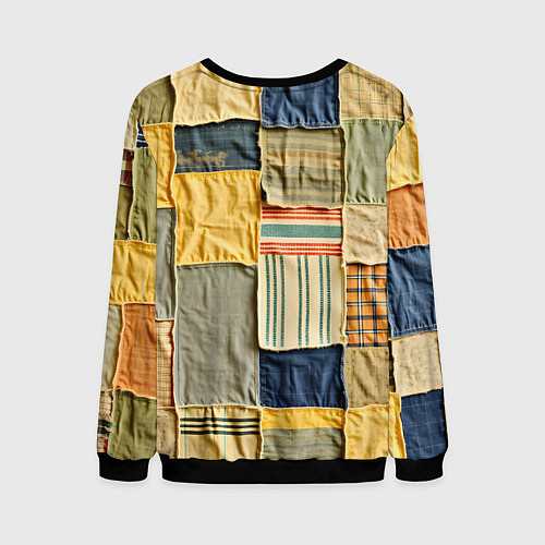 Мужской свитшот Пэчворк в желтых оттенках / 3D-Черный – фото 2