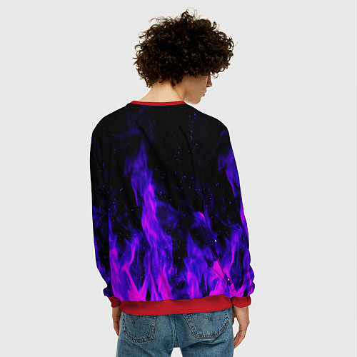Мужской свитшот Неоновый огонь на черном фоне / 3D-Красный – фото 4