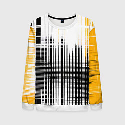 Свитшот мужской Жёлто-чёрный гранж на белом фоне, цвет: 3D-белый