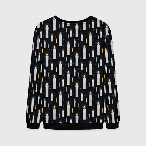 Мужской свитшот Гарри Поттер - Шар и свечи black and white / 3D-Черный – фото 2
