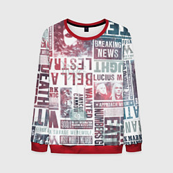 Свитшот мужской Паттерн газеты - Гарри Поттер Сириус Блэк и Люциус, цвет: 3D-красный
