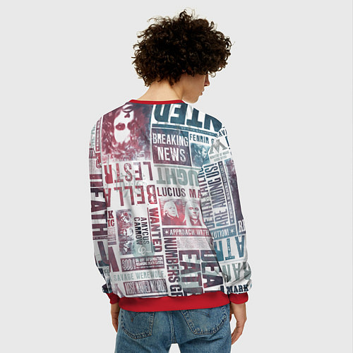 Мужской свитшот Паттерн газеты - Гарри Поттер Сириус Блэк и Люциус / 3D-Красный – фото 4
