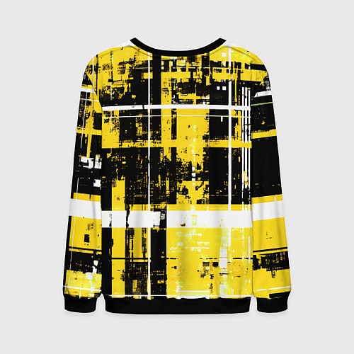 Мужской свитшот Жёлто-белый гранж на чёрном фоне / 3D-Черный – фото 2