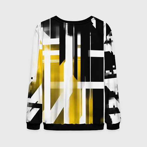 Мужской свитшот Чёрно-жёлтые вертикальные и горизонтальные полосы / 3D-Черный – фото 2