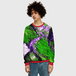 Свитшот мужской Фиолетовый минерал в зелёном камне, цвет: 3D-красный — фото 2