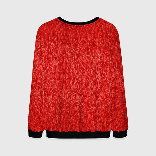 Мужской свитшот Красная кожаная текстура / 3D-Черный – фото 2