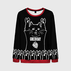 Свитшот мужской Green Day: cat rock, цвет: 3D-красный